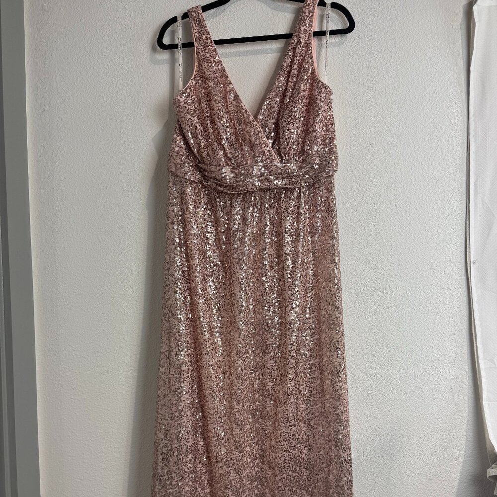 Rose Gold Sequin Formal Gown Size 18 DB Studio Bridesmaid Dress